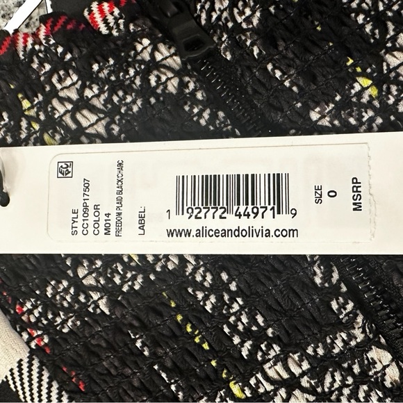 NWT Alice + Olivia Julietta Plaid Side Slit Slip Dress Satin Multicolor Sz 0 - Picture 7 of 14